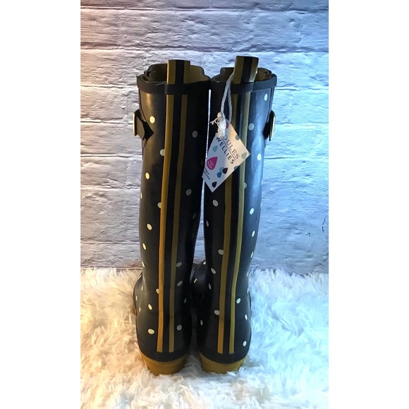 Joules Wellies Women's Black & White Polka Dot Rain Boots Size 10 - Picture 4 of 4